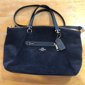 Navy Suede Coach Handbag